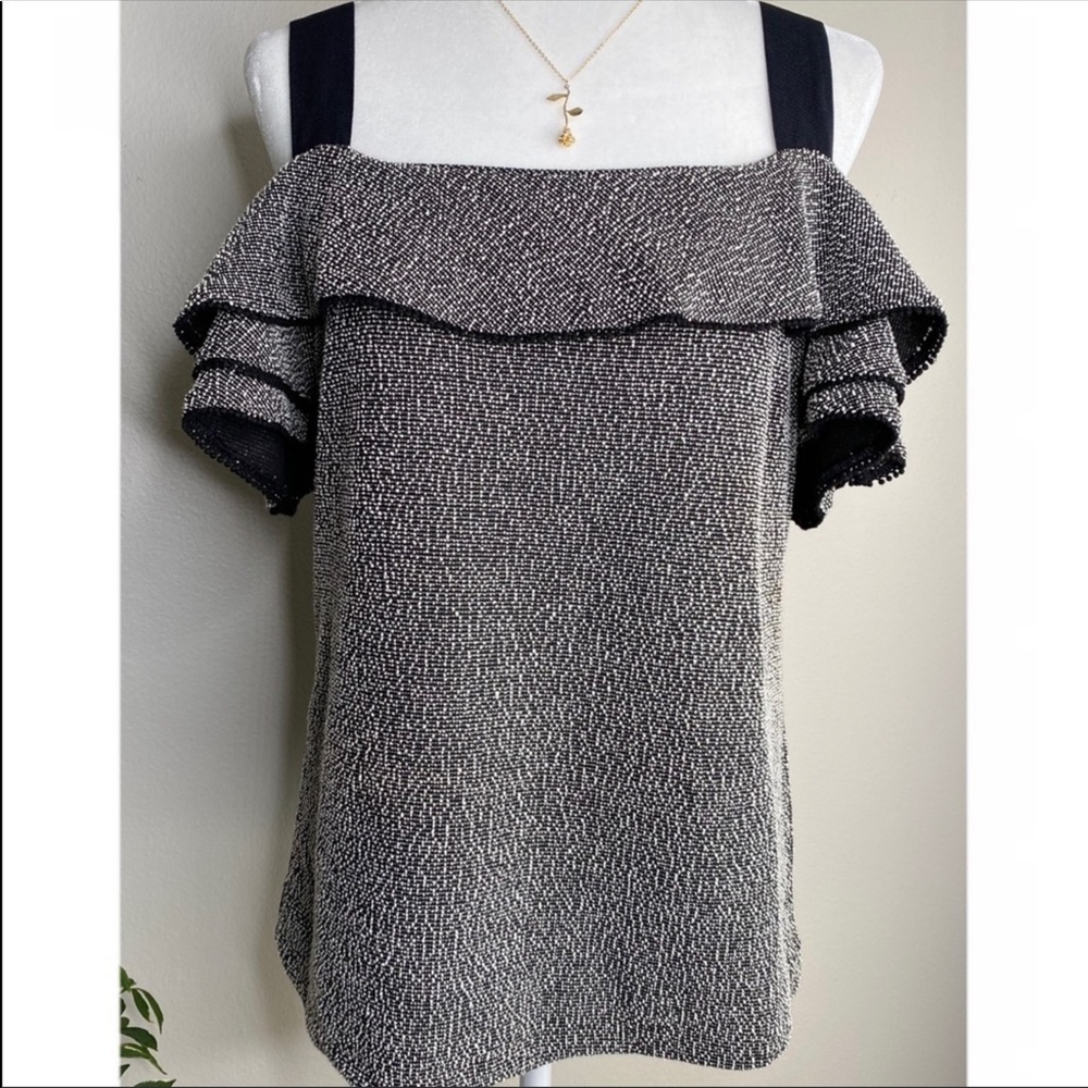 Banana Republic cold shoulder ruffle top